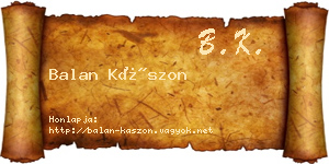 Balan Kászon névjegykártya